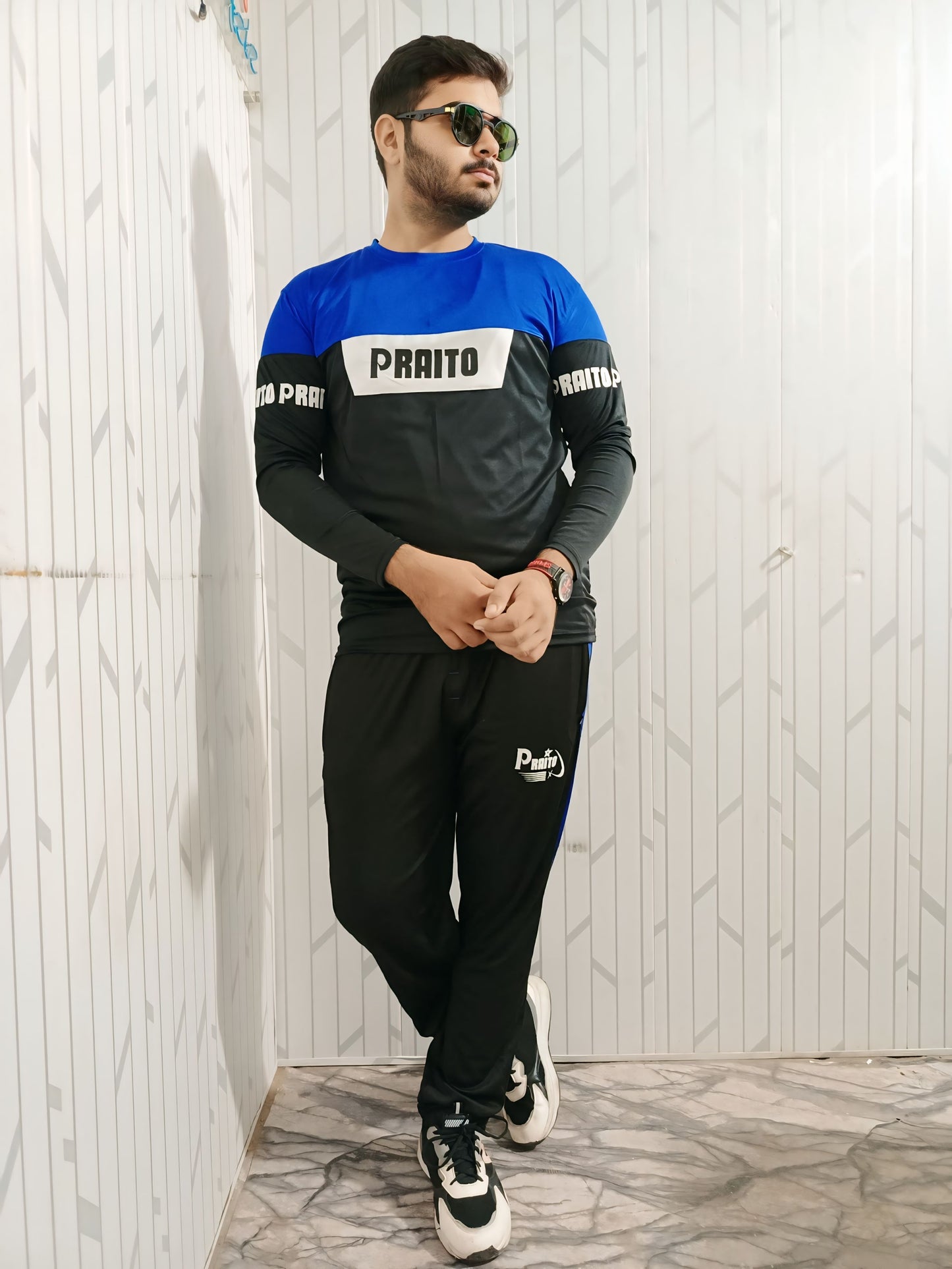 PRAITO Blue and Black Track Suits for Men an d Boys