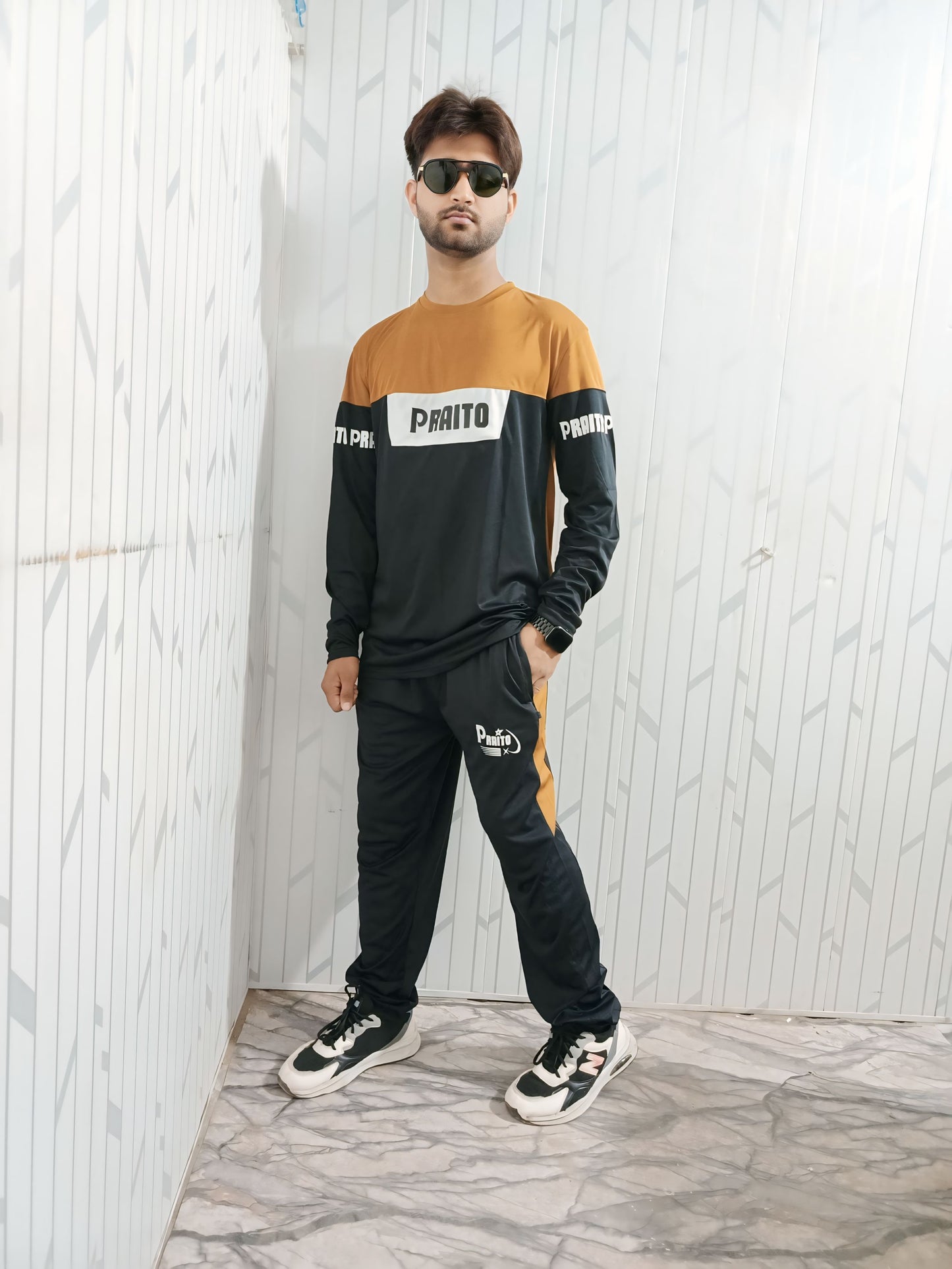 PRAITO Brown and Black Track suits for Men and Boys