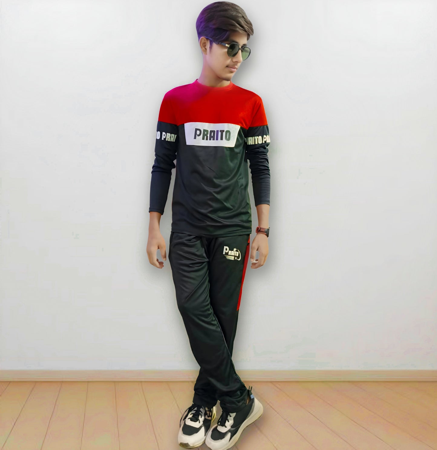 PRAITO Red and Black Track Suit