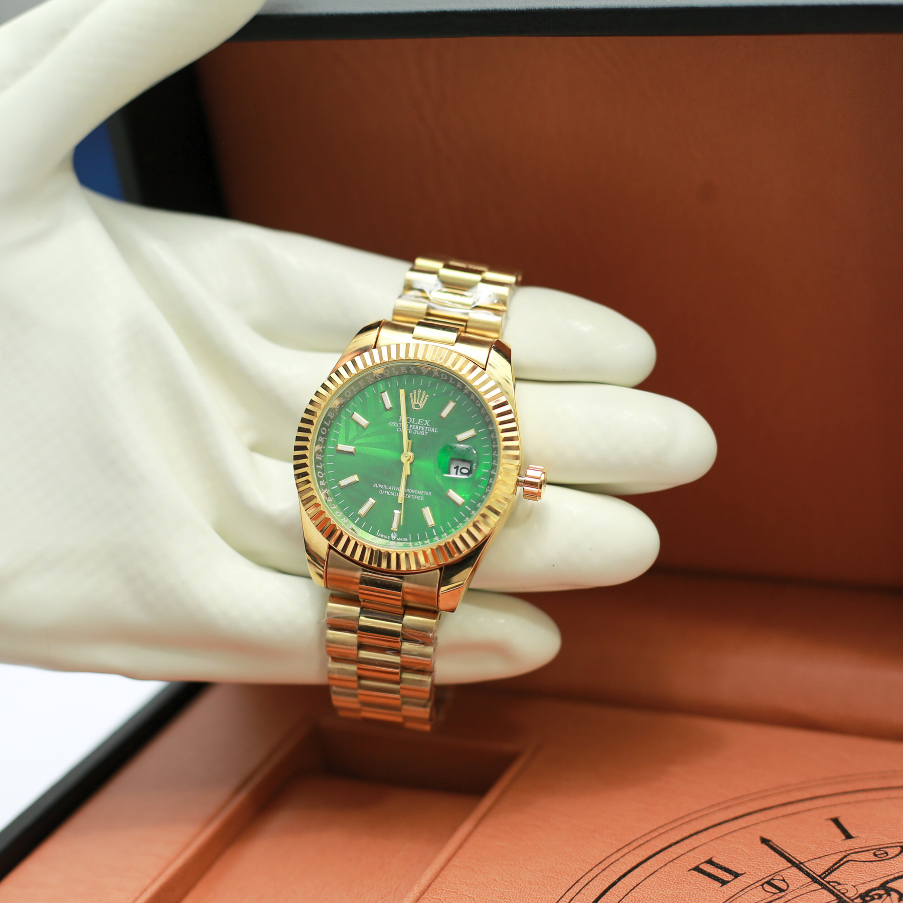 Rolex Oyster Perpetual Green Dial Watch