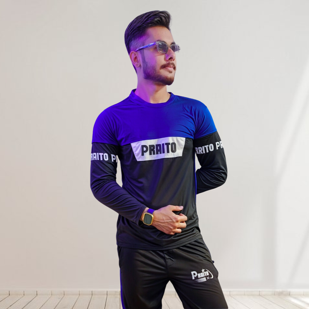 PRAITO Blue and Black Track Suits for Men an d Boys